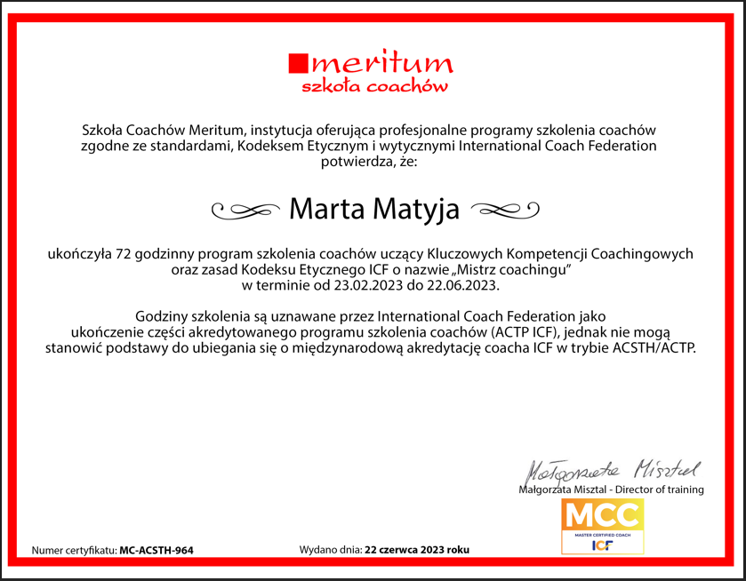 coaching certyfikat